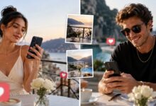 Homem e mulher em cenários semelhantes levantam suspeitas de romance secreto nas redes sociais