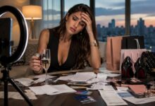 Influenciadora cercada por compras e contas mostra que a vida de luxo nas redes pode ter um custo alto.