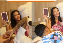 Eduarda Gutierrez recebeu um iPhone 18, flores, chocolates e outros mimos, segundo postagem nas redes sociais.