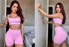 Jennifer Fabri anunciando venda de água do banho pós-treino por R$ 2.900 cada